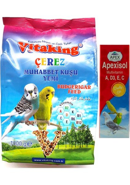 Çerez Muhabbet Kuşu Yemi 1kg ve Vitamin 30ML