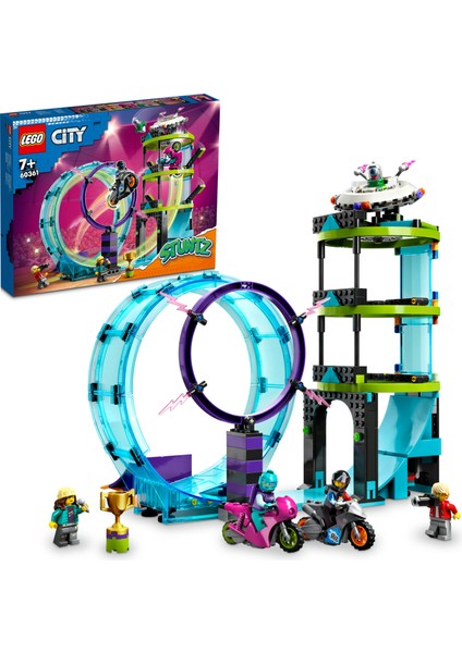 City Muhteşem Gösteri Sürücüleri Yarışması 60361 - 7 Yaş ve Üzeri Çocuklar için 1 veya 2 Oyunculu Gösteri Motosikleti ve Minifigür İçeren Yaratıcı Oyuncak Yapım Seti (385 Parça)