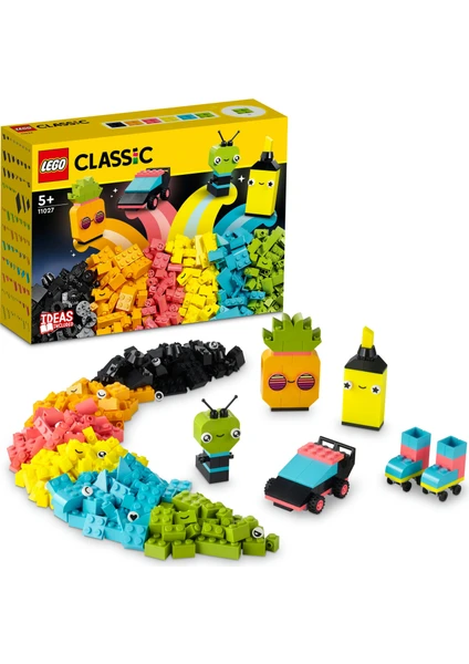 LEGO® Classic Yaratıcı Neon Eğlence 11027 - 5 Yaş ve Üzeri Çocuklar için Canlı Renkli Parçalar İçeren Yaratıcı Oyuncak Yapım Seti (333 Parça)