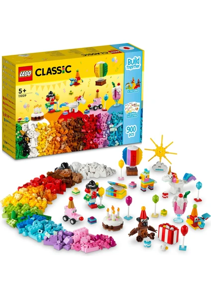 LEGO® Classic Yaratıcı Parti Kutusu 11029 - 5 Yaş ve Üzeri Çocuklar için Ailece Yapıp Oynanabilecek Yaratıcı Oyuncak Yapım Seti (900 Parça)