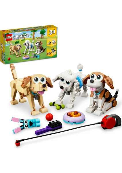 LEGO® Creator Sevimli Köpekler 31137 - 7 Yaş ve Üzeri Çocuklar için Beagle, Poodle ve Labrador Modelleri İçeren Yaratıcı Oyuncak Yapım Seti (475 Parça)