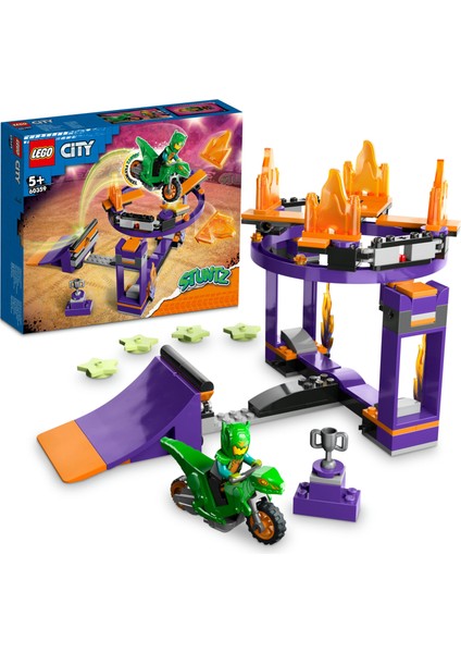 City Potalı Gösteri Rampası Yarışması 60359 - 5 Yaş ve Üzeri Çocuklar için Gösteri Motosikleti ve Minifigür İçeren Yaratıcı Oyuncak Yapım Seti (144 Parça)