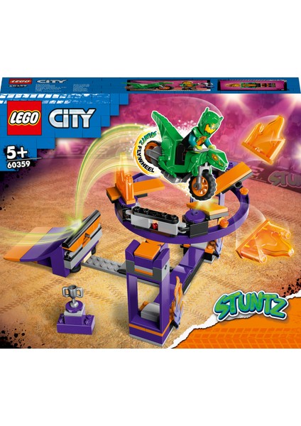 City Potalı Gösteri Rampası Yarışması 60359 - 5 Yaş ve Üzeri Çocuklar için Gösteri Motosikleti ve Minifigür İçeren Yaratıcı Oyuncak Yapım Seti (144 Parça)