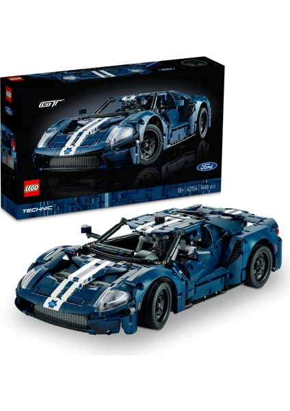 LEGO® Technic 2022 Ford GT 42154 - Yetişkinler için Sergilenebilecek bir Supercar Modeli İçeren Sürükleyici bir Yaratıcı Model Yapım Seti (1466 Parça)