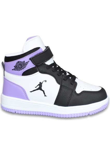 1517 Anatomik Taban Unisex Çocuk Boğazlı Sneakers Ayakkabı - NKT01517-SIYAH Mor-27