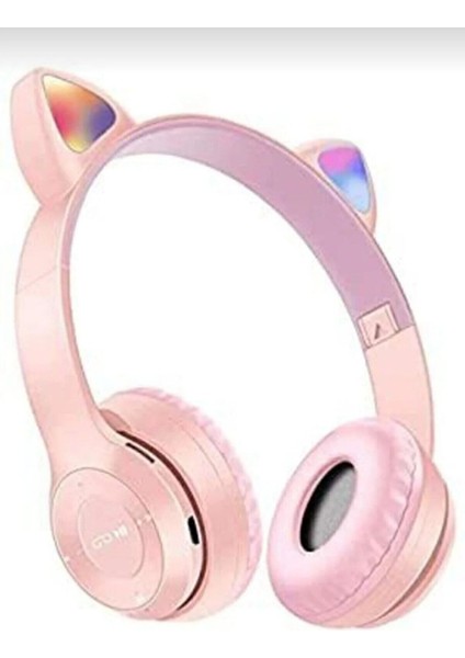 Kedili Kedi Cat Işıklı Rgb Kulaküstü Bluetooth Kulaklık P47M Aux Sd Card Girişli
