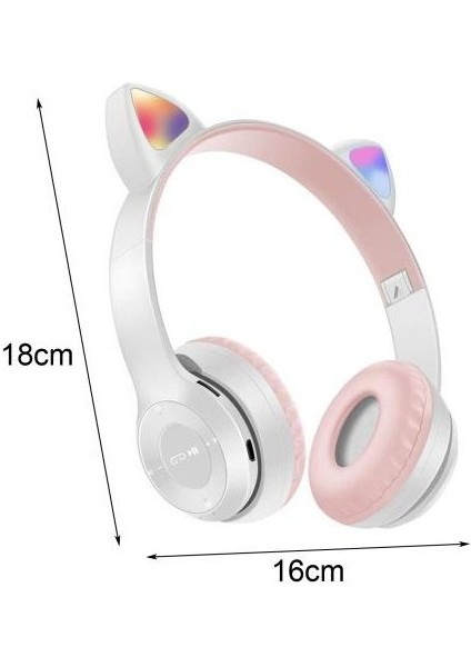 Kedili Kedi Cat Işıklı Rgb Kulaküstü Bluetooth Kulaklık P47M Aux Sd Card Girişli indirimleri