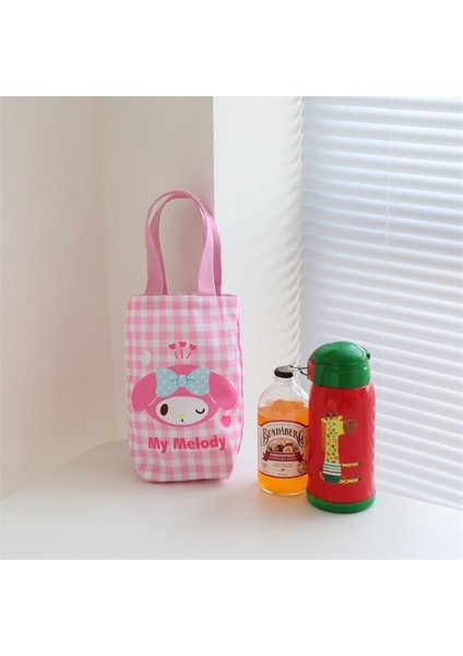 Sanrio Anime Tarçınlı Rulo Hello Kitty Sevimli Taşınabilir Su Bardağı Çantası Taşınabilir Süt Çay Saklama Çantası Çevre Koruma Çantası (Yurt Dışından)