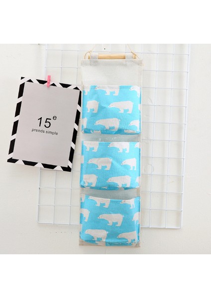 Duvar Asılı Saklama Çantası Kumaş Kılıfı 3 Cepler Çok Katmanlı Dolap Kapı Dolap Saklama Çantası Organizatör Ev Kozmetik Oyuncaklar (Yurt Dışından)