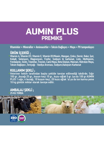 Aumın Plus 25 Kg-Ruminant Için-Vitamin+Mineral+Aminoasit+Toksin Bağlayıcı+Maya+Ph Tamponlayıcı fırsatları