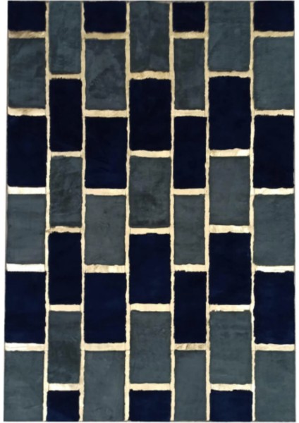 Siyah Gold Bordürlü Peluş Halı 80 x 150 cm