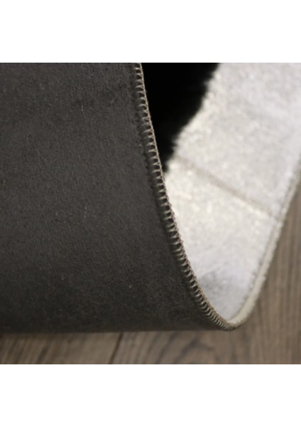 Kahverengi Siyah Gümüş Bordürlü Peluş Halı 80 x 150 cm indirimleri