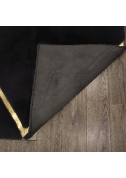 Siyah Gold Bordürlü Peluş Halı 170 x 240 cm modelleri