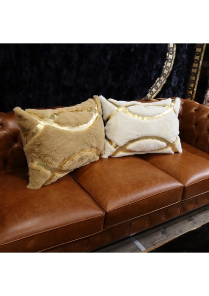 Varaklı Peluş Köşe Yastığı 35 x 60 cm - Krem indirimleri