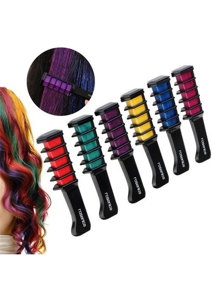 Rengarenk Saç Boyama Tebeşiri - Mini Taraklı Konsept Saç Boyama Seti Hair Chalk Sarı