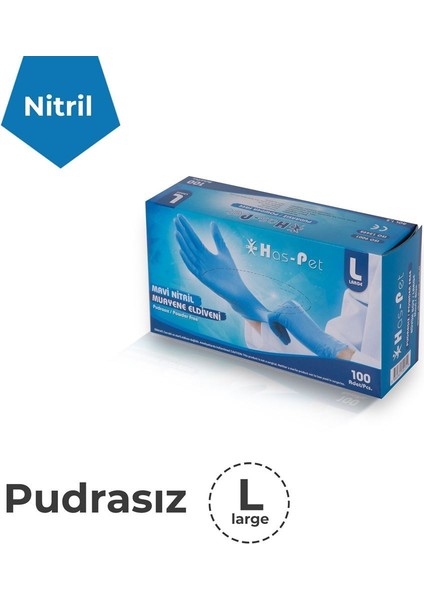 Mavi Nitril Pudrasız Eldiven 100'LÜ modelleri