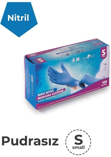 Mavi Nitril Pudrasız Eldiven 100'LÜ
