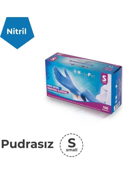 Mavi Nitril Pudrasız Eldiven 100'LÜ