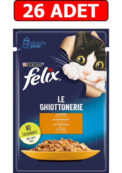 Felix Tavuklu Yaş Kedi Maması 85GR 26 Adet Pouch Kedi Konserve Kedi Islak Maması