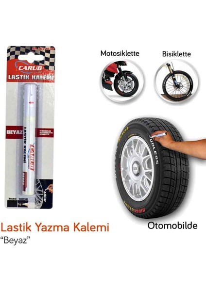 Carub Lastik Yazma Kalemi Bilyalı Beyaz
