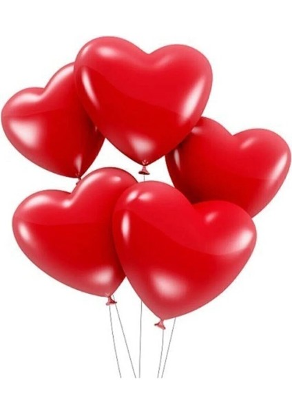 Kırmızı Kalpli Balon 10 Adet 12 Inç 30 cm Parti Konsept Düğün Nişan Nikah Sevgili Doğum Günü Balonu