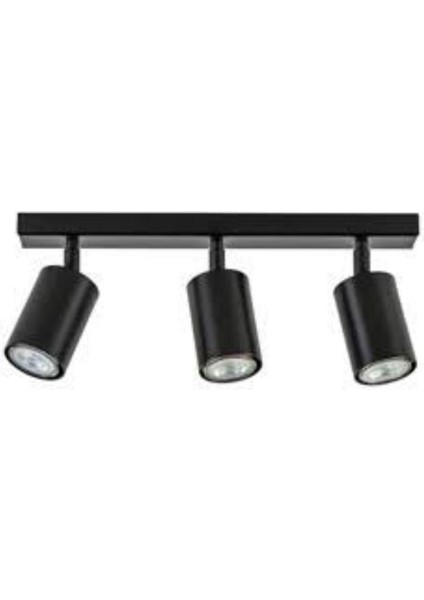 Mylights Siyah 60 cm Üçlü LED Avize LED Spot Hareketli Ampul Dahil Günışığı