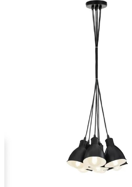 Mylıghts Retro Rustık Modern 7 Li Metal Sarkıt Siyah Avize