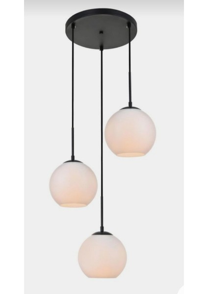 Mylights Üçlü Modern Spor Opal Camlı Sarkıt Avize Salon Avize