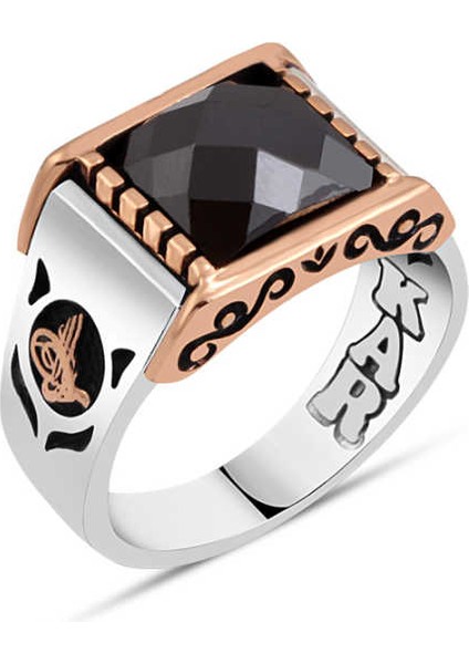 Kesme Zirkon Taşlı Erkek Yüzük