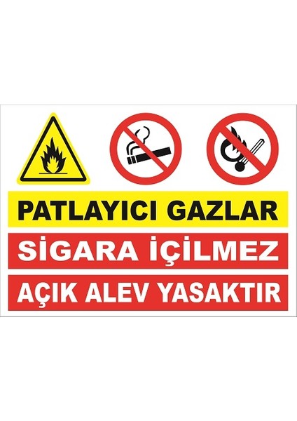Patlayıcı Gazlar-Sigara Içilmez Açık Alev Yasaktır Levhası
