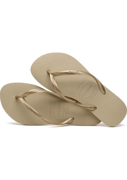 Slim Sand Grey/light Golden Kadın Terlik