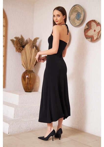 Siyah Straplez Bodycon Elbise DM1006