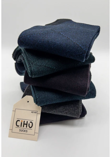 Ciho Socks Premium 6 Çift Bambu Ekose Jakarlı Erkek Soket Çorap