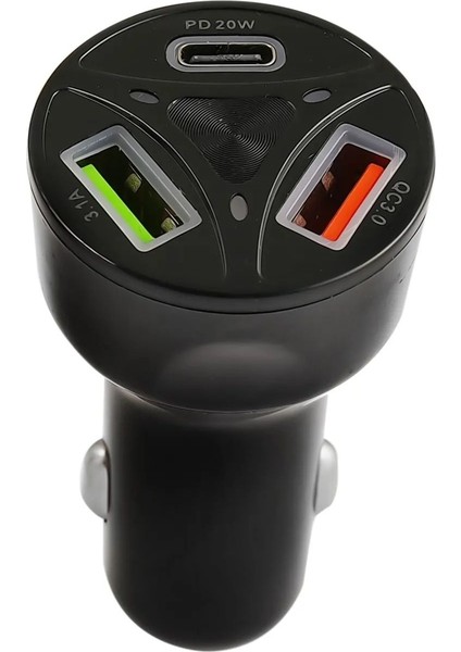 Pd Araç Çakmaklık 2 USB+20W Hızlı Şarj Destekli Çift Usb+Type-C Giriş 55W Power Quick Ciharge