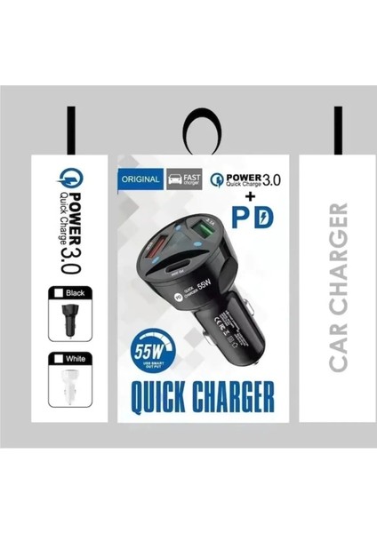 Pd Araç Çakmaklık 2 USB+20W Hızlı Şarj Destekli Çift Usb+Type-C Giriş 55W Power Quick Ciharge modelleri
