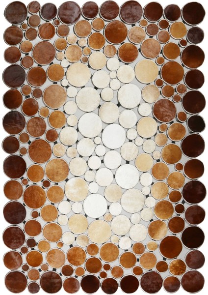 Kahverengi & Beyaz Pauantiyeli Doğal Dana Derisi Halı 120 x 180 cm
