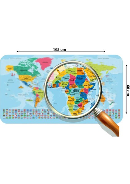 Doğaltercih Eğitici Öğretici Türkiye ve Ülke Bayraklı Dünya Haritası Kendinden Yapışkanlı Sticker Seti 100 x 65 cm fiyatları