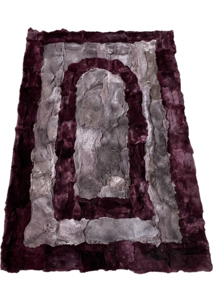 Bordo ve Gri Rex Tavşan Seccade 80 x 120 cm