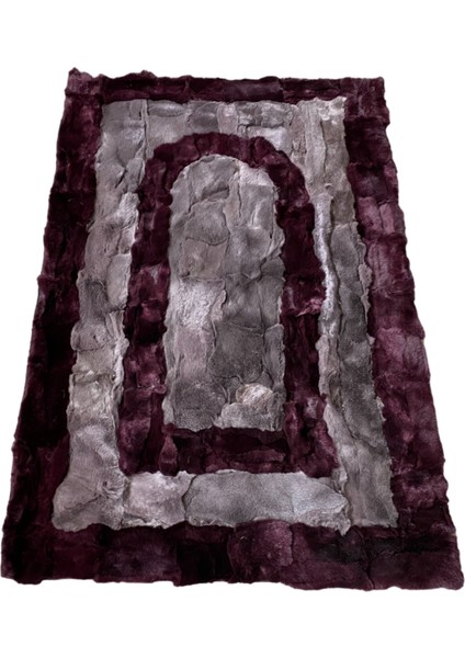 Bordo ve Gri Rex Tavşan Seccade 80 x 120 cm