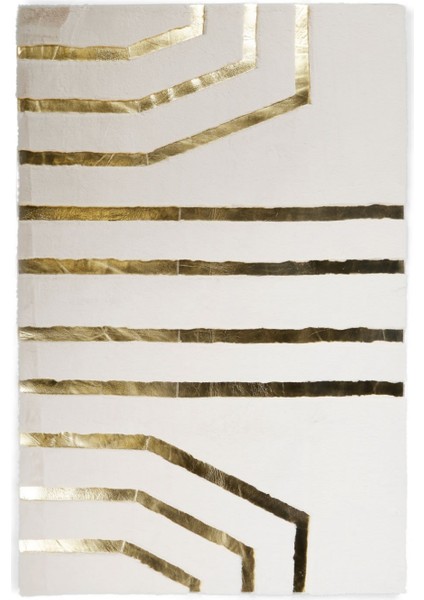 Gold Varaklı Beyaz Peluş Halı 80 x 150 cm