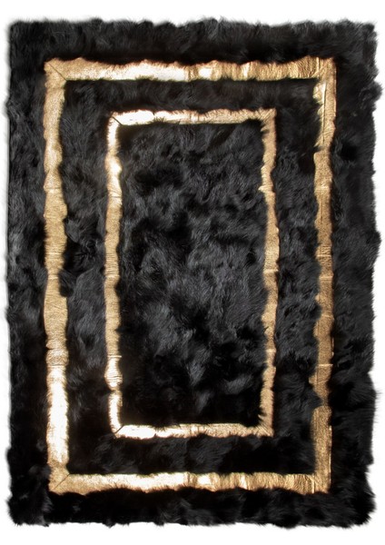 Gold Varaklı Siyah Doğal Toskana Halı 80 x 150 cm