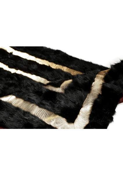 Gold Varaklı Siyah Doğal Toskana Halı 80 x 150 cm