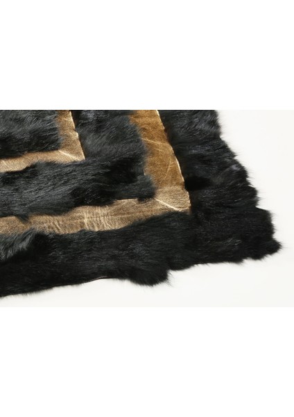 Gold Varaklı Siyah Doğal Toskana Halı 80 x 150 cm