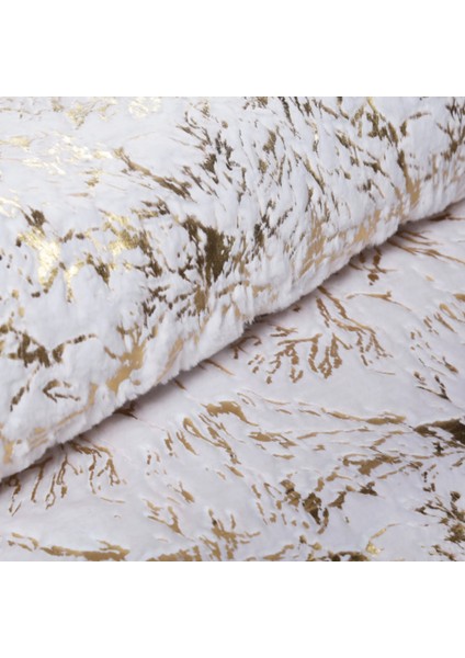 Beyaz Gold Kuşayağı Bordürlü Peluş Halı 140 x 200 cm