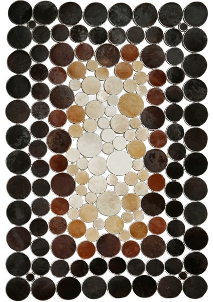 Karamel Rengi & Krem Doğal Dana Derisi Puantiyeli Halı 140 x 200 cm