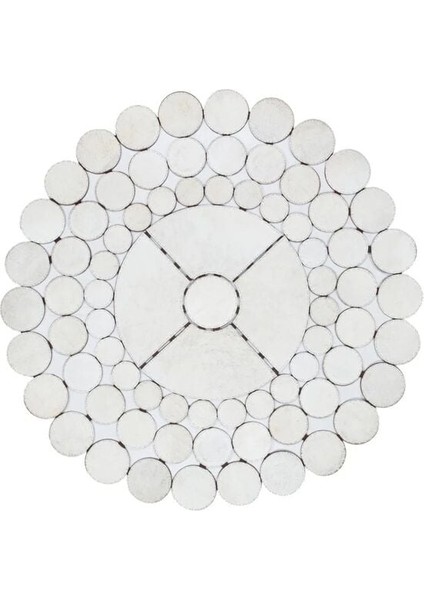 Yuvarlak Beyaz Dana Derisi Puantiyeli Halı 150 x 150 cm