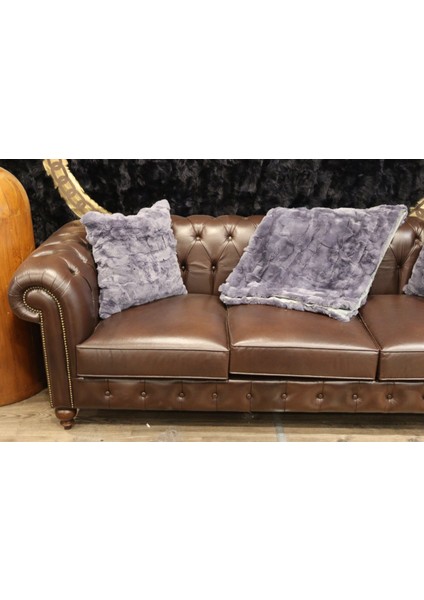 Lila Doğal Rex Kürk Koltuk Şal Takımı Şal 50 x 180 Cm, Yastık 50 x 50 Cm, Bel Yastığı 35 x 60 cm modelleri