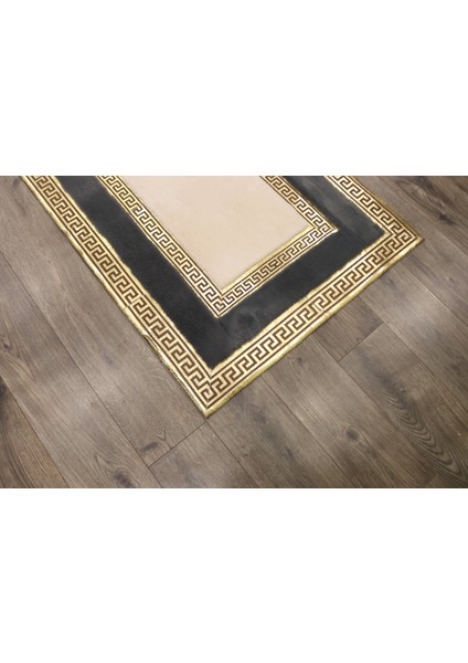 Gold Varaklı Gri & Krem Peluş Halı 170 x 240 cm modelleri