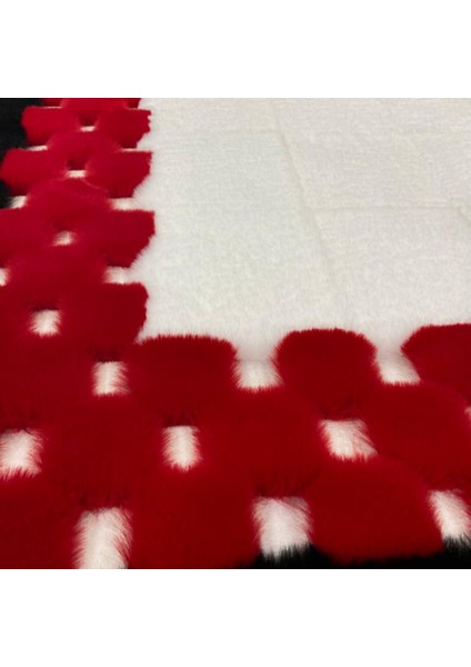 Beyaz Kırmızı Peluş Halı 120 x 180 cm indirimleri