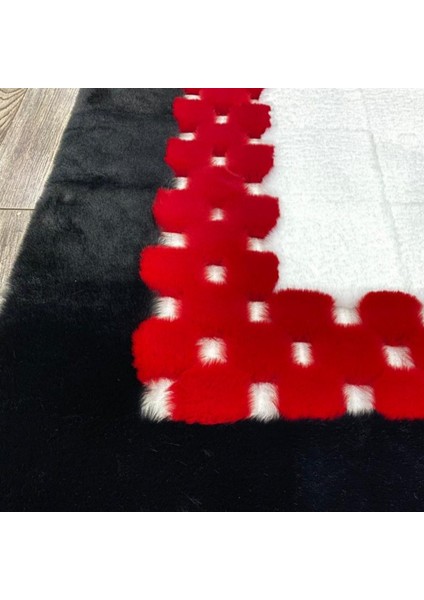 Beyaz Kırmızı Peluş Halı 160 x 230 cm fiyatları